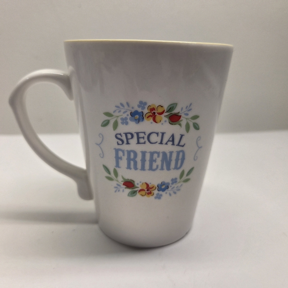 Stoneware Coffee Tea Mug "Special Friend" History And Heraldry Yellow Interior - Picture 3 of 4